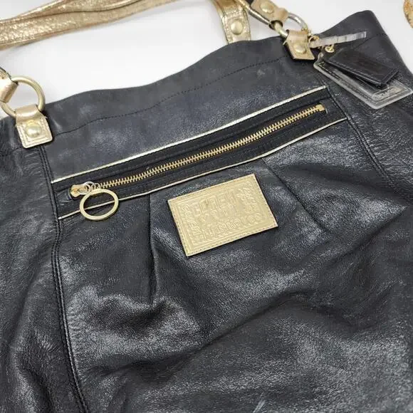 Coach Poppy Vintage Leather Bag Shoulder Bag Purse Handbag Purple Lining